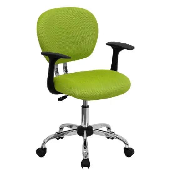 Emma and Oliver Mid-Back Mesh Padded Swivel Task Office Chair with Chrome Base and Arms image {15}