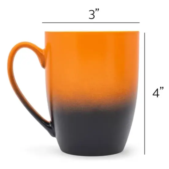Elanze Designs In My Grandma Era Two Toned Ombre Matte 10 ounce New Bone China Coffee Tea Cup Mug For Your Favorite Morning Brew, Orange and Black image {3}