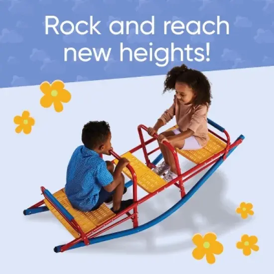 Hearthsong Weather-Resistant Metal Rocking Seesaw for Kids with Protective Foam Rockers image {1}