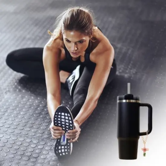 Unique Bargains Dried Flower Cross Water Cup Pendant Pink Green 1 Pc image {3}