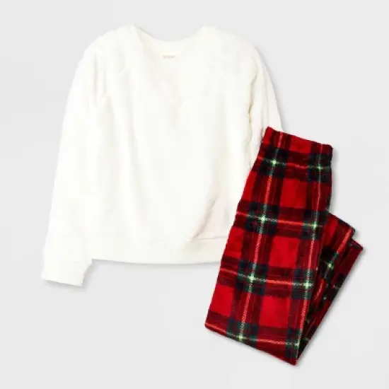 Girls' 2pc Plaid Cozy Pajama Set - Cat & Jack&trade; image {5}