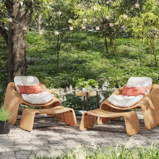 2pc Wexler Statement Chair with Ottoman - Brown - Threshold&trade; image {1}