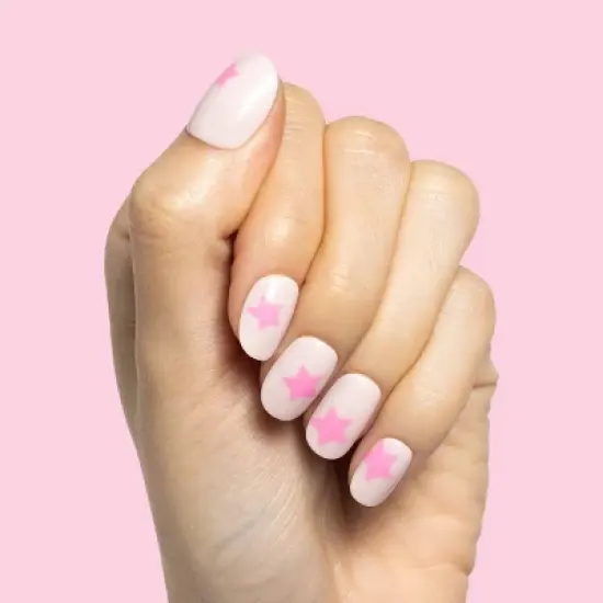 Olive & June Fake Nails - XS Round - Pink Star Party - 32ct image {1}