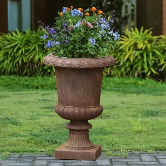 LuxenHome Rustic Brown MgO Indoor/Outdoor Urn Planter, 21.3" H image {2}