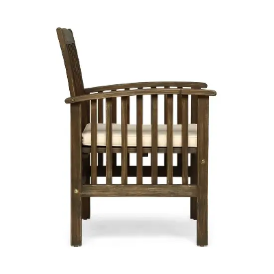 Christopher Knight Home Laussat Outdoor Acacia Wood 5 Piece Dining Set with Cushion image {4}