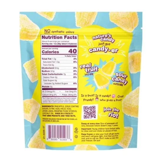 Fruit Riot Frozen Sour Candy Pineapple - 8oz image {1}