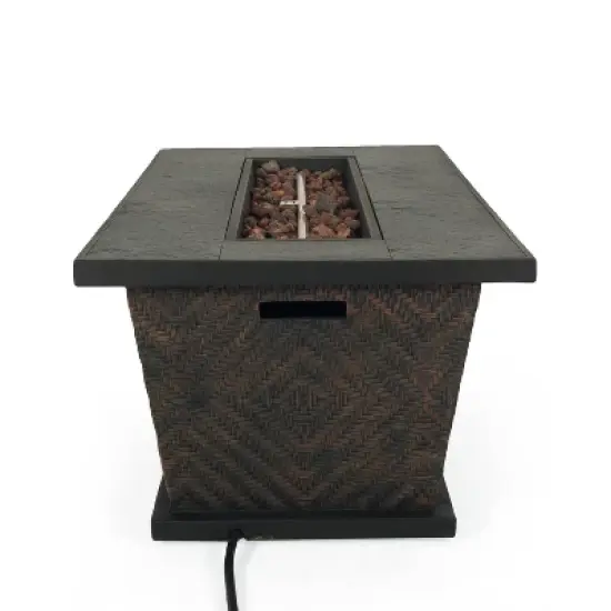 Meyer Outdoor 50000 BTU Light Weight Concrete Rectangular Fire Pit Brown - Christopher Knight Home image {4}
