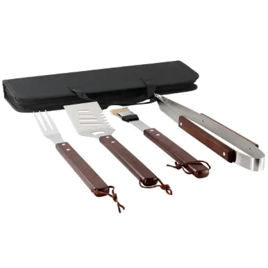 Gibson Home Barbecue Basics 5 Piece Stainless Steel BBQ Tool Set with Wood Handles image {1}