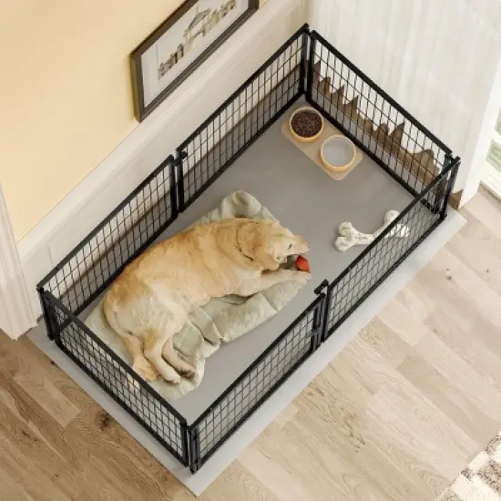 63" Long Dog Cage Big, Dog House Outdoor For Medium Dogs, Pet House Dogs Made Of Metal Wire, Dog House With PVC Top Plate-Cuddlewood image {2}