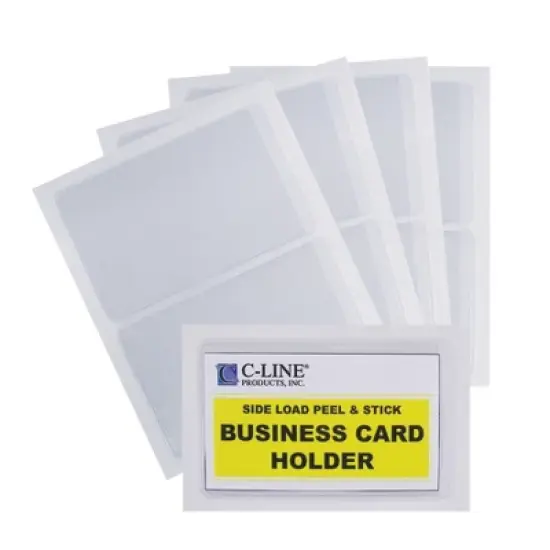 C-Line&reg; Self-Adhesive Business Card Holder, Side Load, 2" x 3-1/2", 10 Per Pack, 5 Packs image {2}