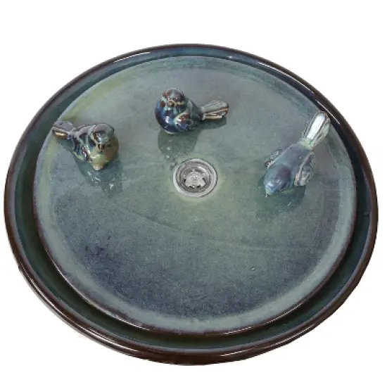 Sunnydaze Gathering Birds Ceramic Outdoor Fountain with LED Lights image {6}
