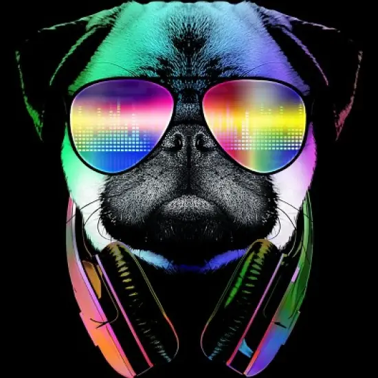 Junior's Design By Humans Rainbow Disco Pug By clingcling T-Shirt image {1}