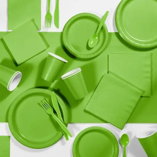 24ct Fresh Lime Green Oval Plates Green image {1}