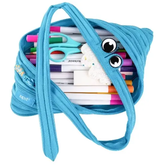 ZIPIT Party Monster Pencil Case for Kids, Blue image {2}