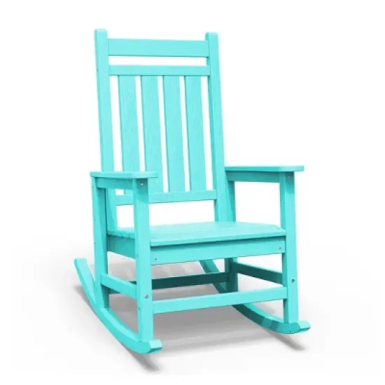 Hyleory HDPE Modern Resin Outdoor Rocking Chair, Patio Adirondack Chair for All Seasons image {9}