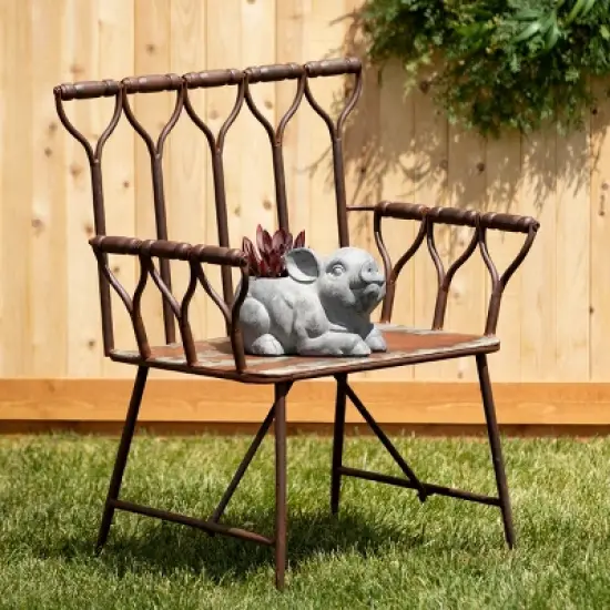 7.75"H Sullivans Charcoal Piglet Planter, Gray image {2}