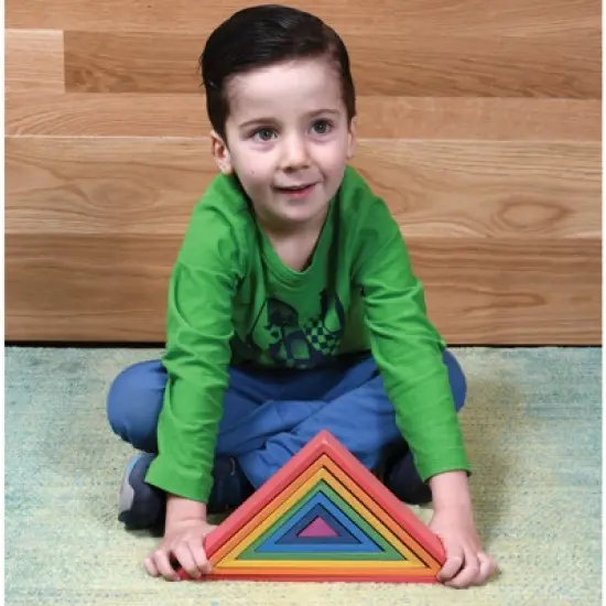TickiT Wooden Rainbow Architect Triangles, Set of 7 image {6}