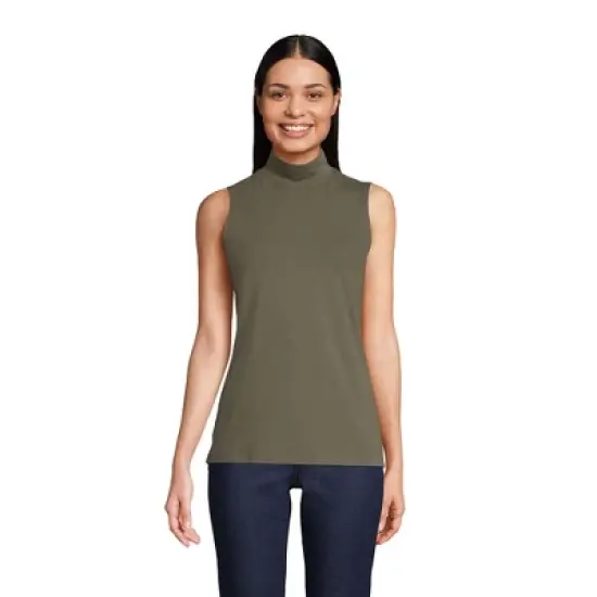 Lands' End Women's Lightweight Jersey Sleeveless Mock image {2}