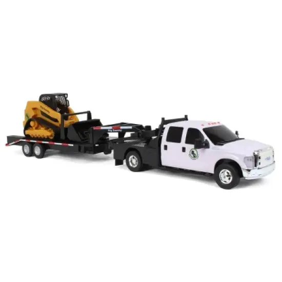 Big Country Toys 1/20 Ford F-350 Flatbed Dually w/ Gooseneck Trailer & Skid Steer Loader 474-450-Set image {1}