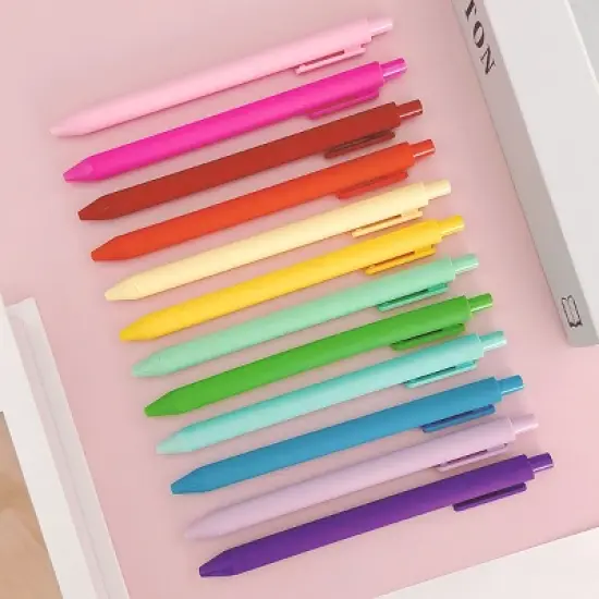 Wrapables Colorful Vibrant Retractable Ballpoint Pens for Home, Office, Stationery (Set of 12) image {2}