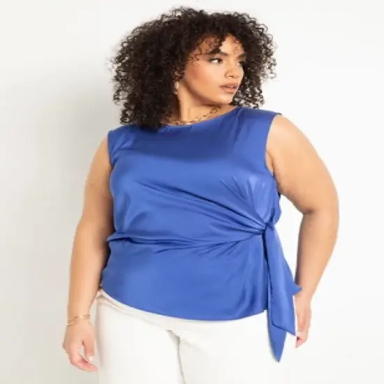 ELOQUII Women&rsquo;s Plus Size Tie Side Satin Tank image {5}