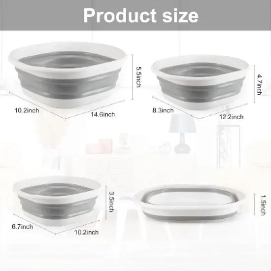 Collapsible Tub Wash Basin Laundry Tub 3 Pack Collapsible Laundry Baskets Foldable Dish Tub Plastic Washtub image {5}