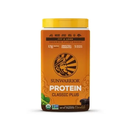 Classic Plus Protein Powder, Plant-Based Protein, Sunwarrior, Chocolate Flavor, 750gm (30 Servings) image {4}