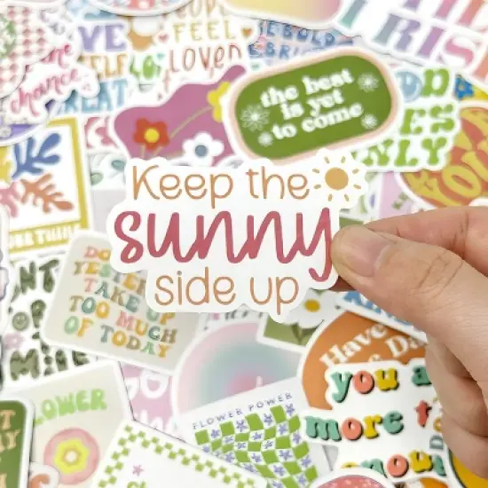 Wrapables Waterproof Vinyl Stickers for Water Bottles, Laptop, Phones, Skateboards, Decals for Teens, 100pcs, Motivational image {4}