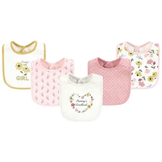 Hudson Baby Infant Girl Cotton Bibs, Soft Painted Floral, One Size image {7}
