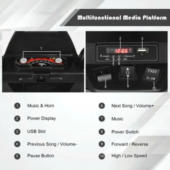 Costway 12V Kids 4-Wheeler ATV Quad Ride On Car w/ LED Lights Music  USB image {2}