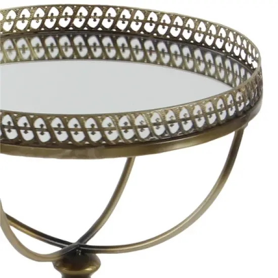 Metal and Glass Round Pedestal Table Gold - Olivia & May image {18}