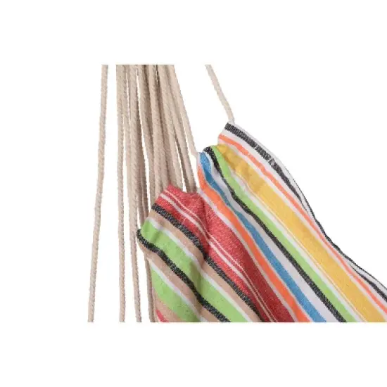 Boho Breeze Swinging Bungalow Hammock Chair - Coral Stripe - Blue Wave image {5}