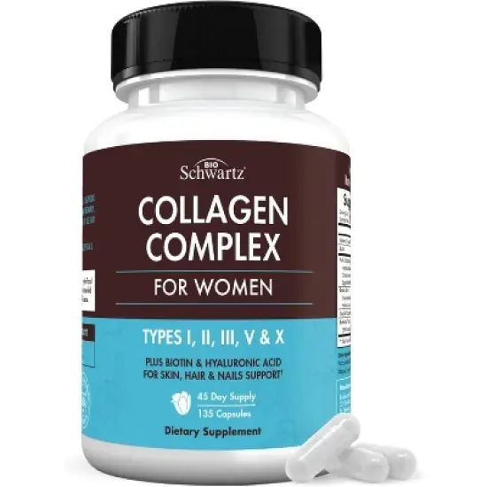 Collagen Complex Supplement for Women, Multi Collagen Supplement for Hair, Skin & Nails Support, Bioschwartz, 135ct image {7}