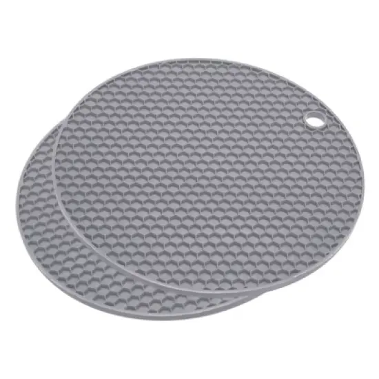 Unique Bargains Heat Resistant Non-slip Flexible Durable Trivet Mat 7.08 x 7.08 x 0.24 Inch Light Gray 2 Pcs image {3}