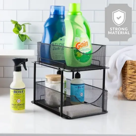 Sorbus 2 Pack 2 Tier Baskets with Mesh Sliding Drawers - Ideal Cabinet, Under the Sink, etc - Great for Bathroom, Kitchen, Office, etc. image {5}
