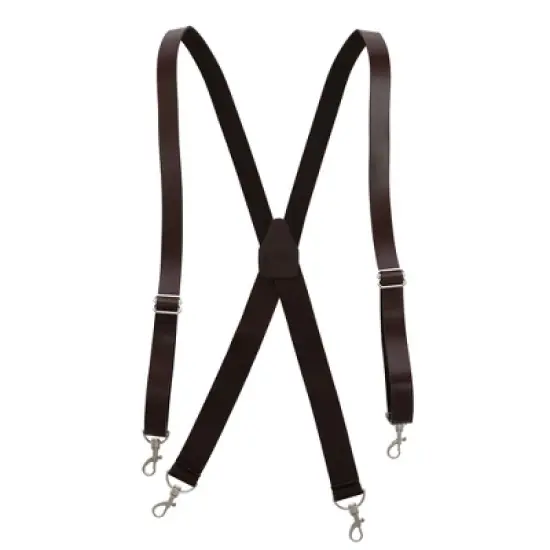 CTM Men's Big & Tall Smooth Coated Leather Suspenders with Metal Swivel Hook End image {6}
