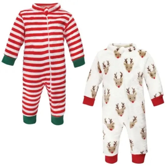 Hudson Baby Unisex Baby Plush Jumpsuits, Red Rudolph image {4}