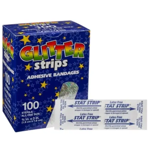 Glitter Stat Strip - Glitter Strips - Kids Adhesive Bandages, 3 in. x 3/4 in., 100 Count, 1 Pack image {3}