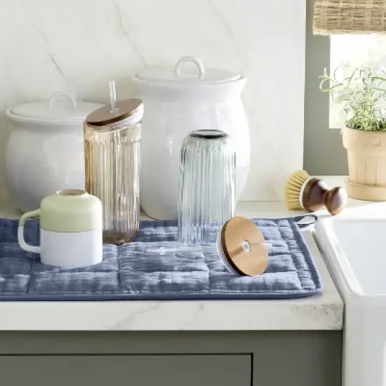 18"x24" Cotton Dish Drying Mat Blue - Hearth & Hand&trade; with Magnolia image {1}