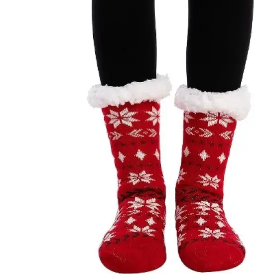 Joyfy 2 PCS Christmas Socks, Womens Soft Fleece Fuzzy Slipper Crew Socks, Holiday Birthday & Xmas Party Gifts image {5}