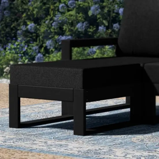 WestinTrends Montara Outdoor HDPE Patio Ottoman with Waterproof Olefin Cushions image {1}