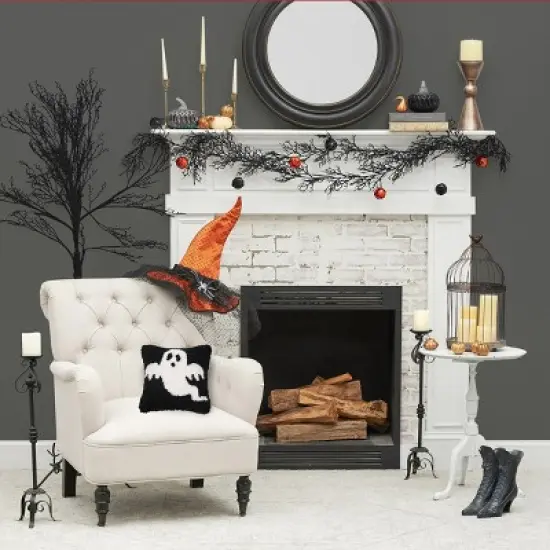 C&F Home 8" x 8" Spooky Ghost Hooked Petite Halloween Throw Pillow image {3}