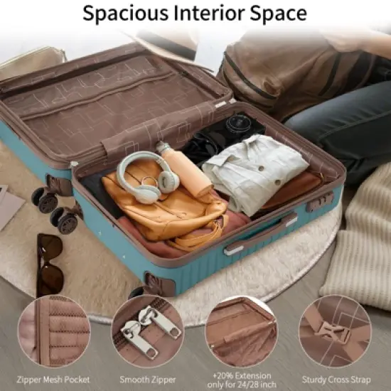 3/4 PCS ABS Lightweight Hard Shell Luggage Set with Spinner Wheels and TSA Lock - ModernLuxe image {3}