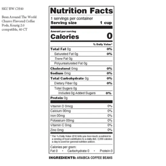 Bean Around The World Churro  Flavored Coffee Pods, Keurig 2.0 compatible, 40 CT image {2}