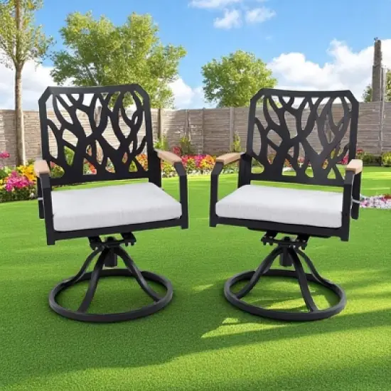 2-Piece Outdoor Swivel Rocker Patio Chairs with Sunbrella Cushions, 360&deg; Swivel & Rocking & Ergonomic Back outdoor chair set image {9}