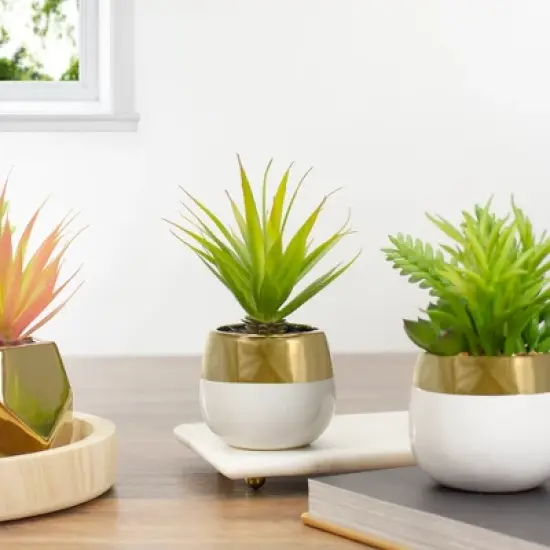 Northlight 7" Potted Green Artificial Sword Grass Plant image {1}