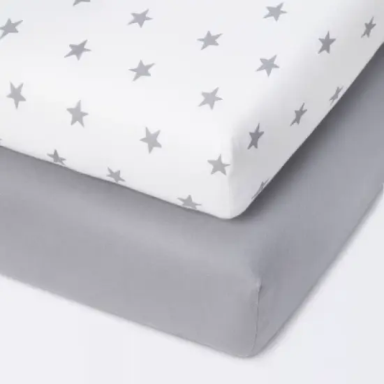 Fitted Mini Crib Jersey Sheet - Cloud Island&trade; Star/Gray 2pk image {3}