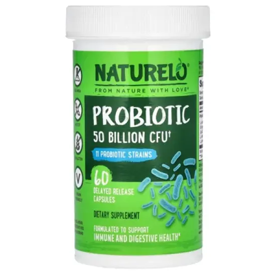 NATURELO Probiotic, 50 Billion CFU, 60 Delayed Release Capsules image {2}