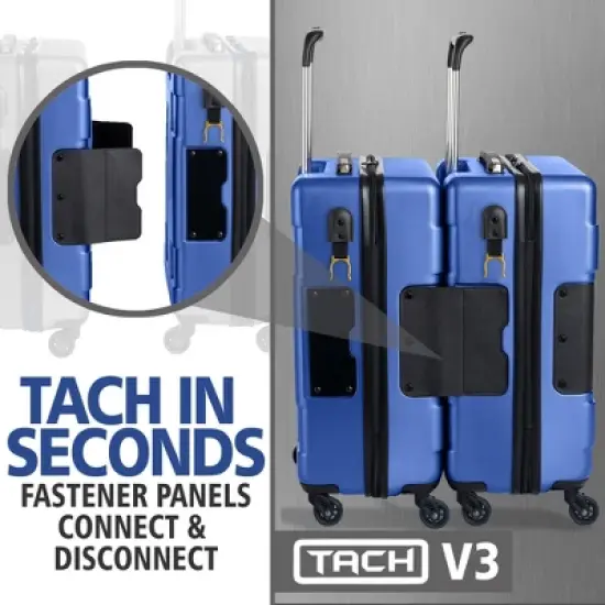 TACH V3 Connectable Hardside Carry On Rolling Suitcase Luggage w/ Spinner Wheels, TSA Approved Lock, 2 USB Charging Ports, and Bottle Clip image {1}