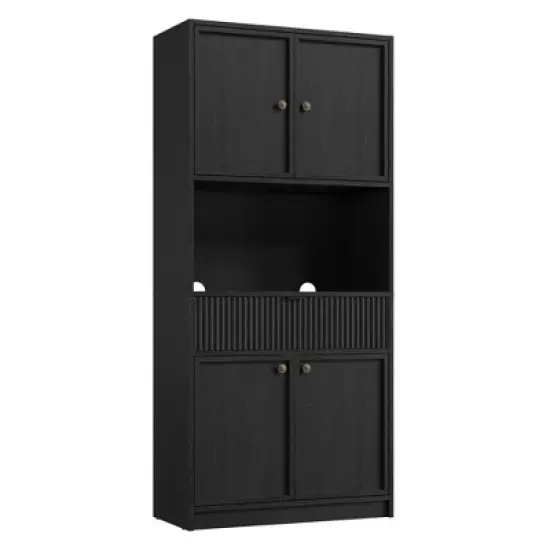 Kitchen Pantry Cabinet, 70" Tall Pantry Storage Cabinet with Countertop, Fluted Tall Cabinets with Doors and Drawer image {7}